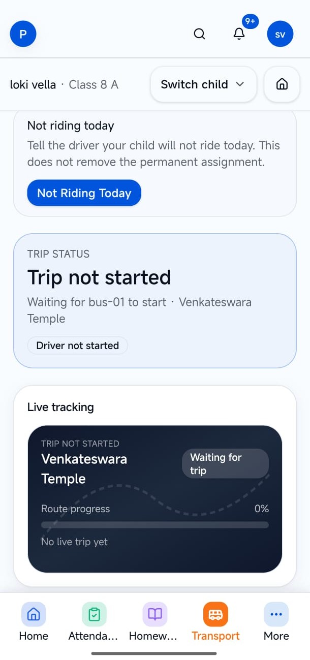Parent trip status — LumenX Transport